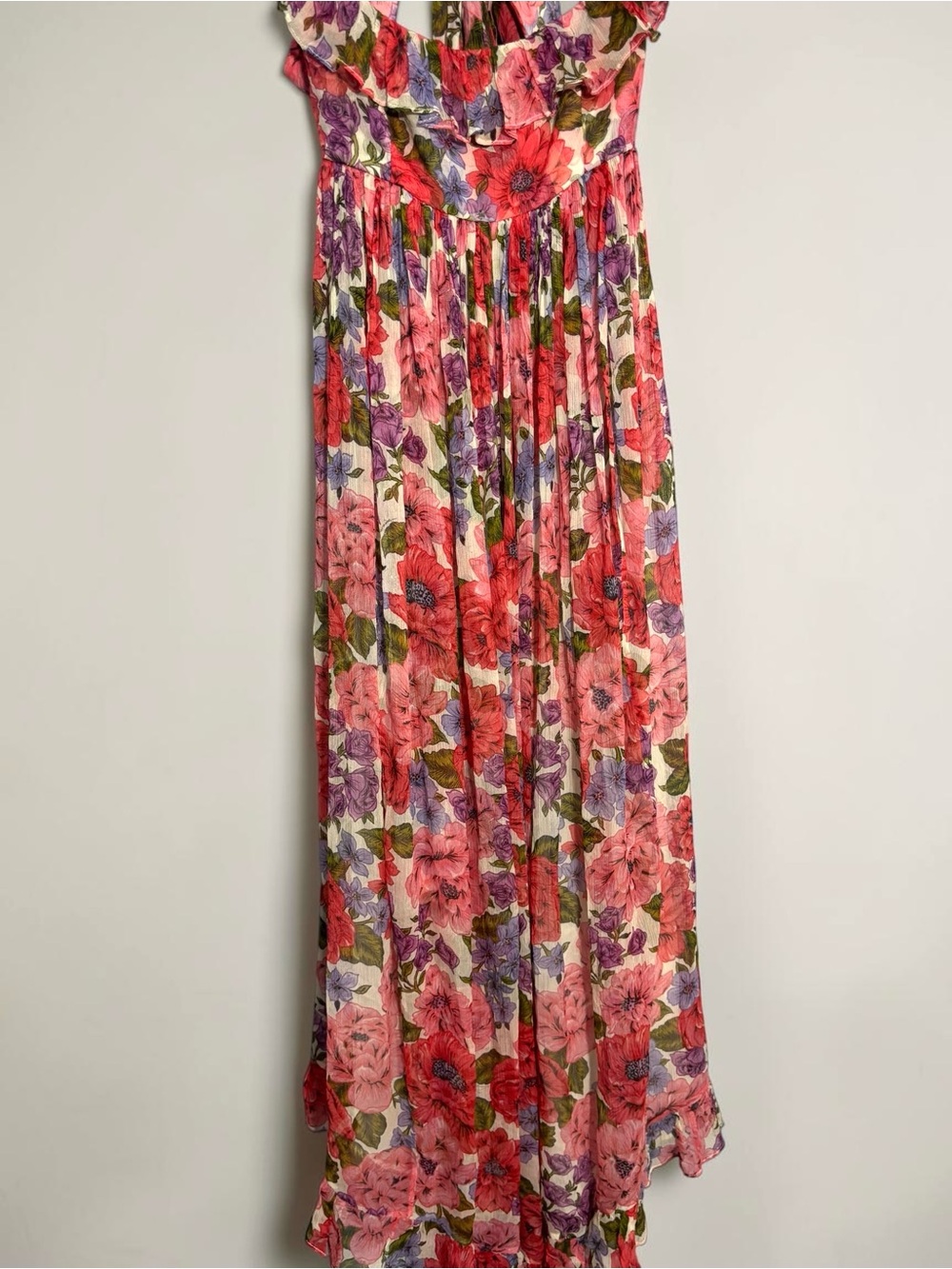Zimmermann Poppy Frill Edge Midi Dress Crimson Floral Quiet Luxury Designer S - Picture 10 of 12